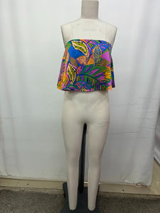 Multi Floral Wane Strapless Top