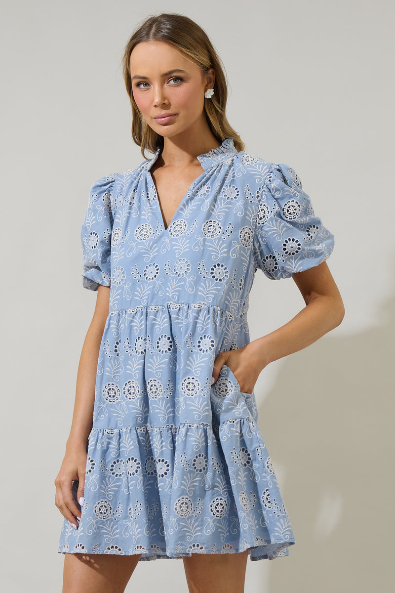 Indy Floral Jacey Babydoll Eyelet Mini Dress – Sugarlips