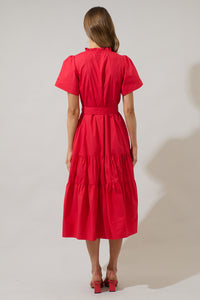 Britt Poplin Tiered Midi Dress