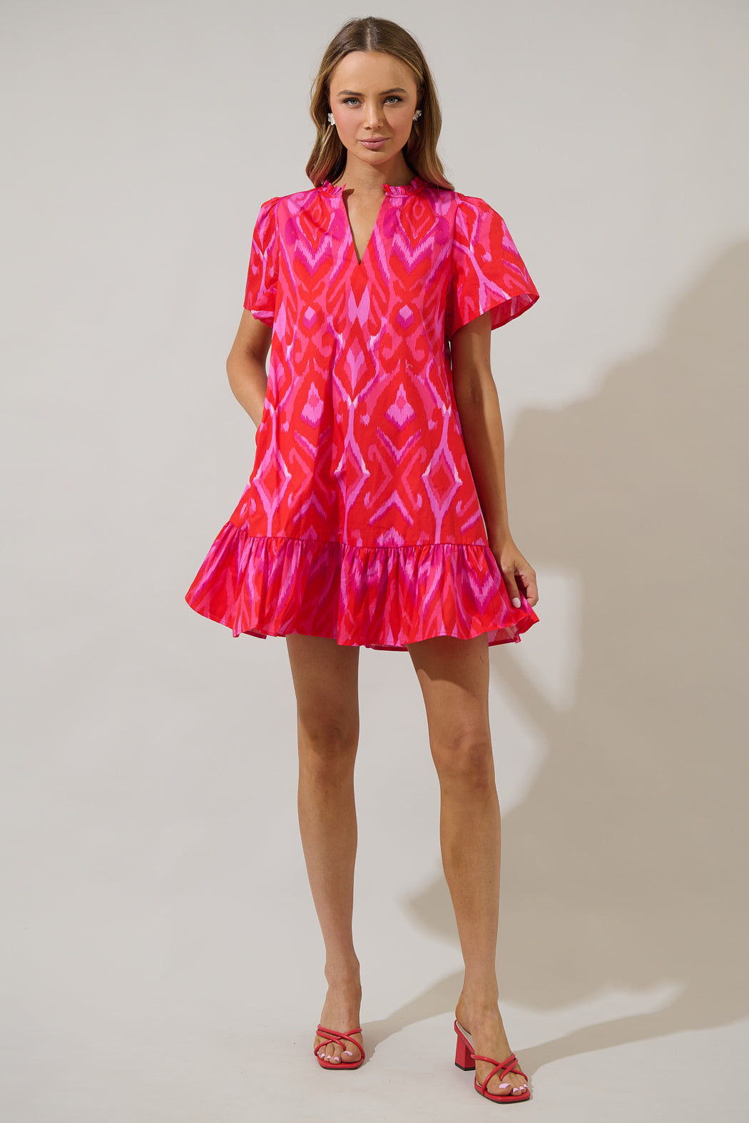 Blevin Model Blevin Ikat Celeste Mini Dress – Sugarlips