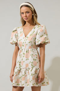 Bida Jacquard Floral May Tiered Mini Dress