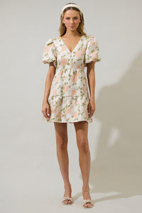 Bida Jacquard Floral May Tiered Mini Dress