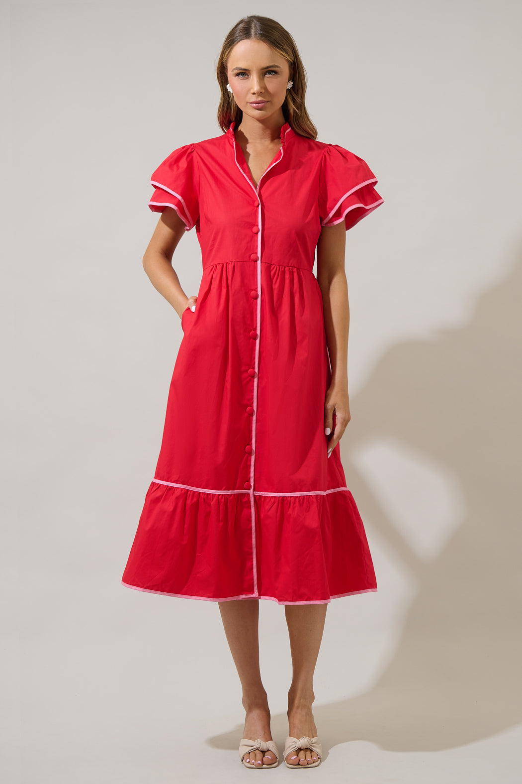 Davie Button Down Midi Dress NAVY / M by Sugarlips Davie Button Down Midi Dress NAVY / M by Sugarlips