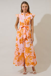 Lenira Floral Riah Button Down Maxi Dress