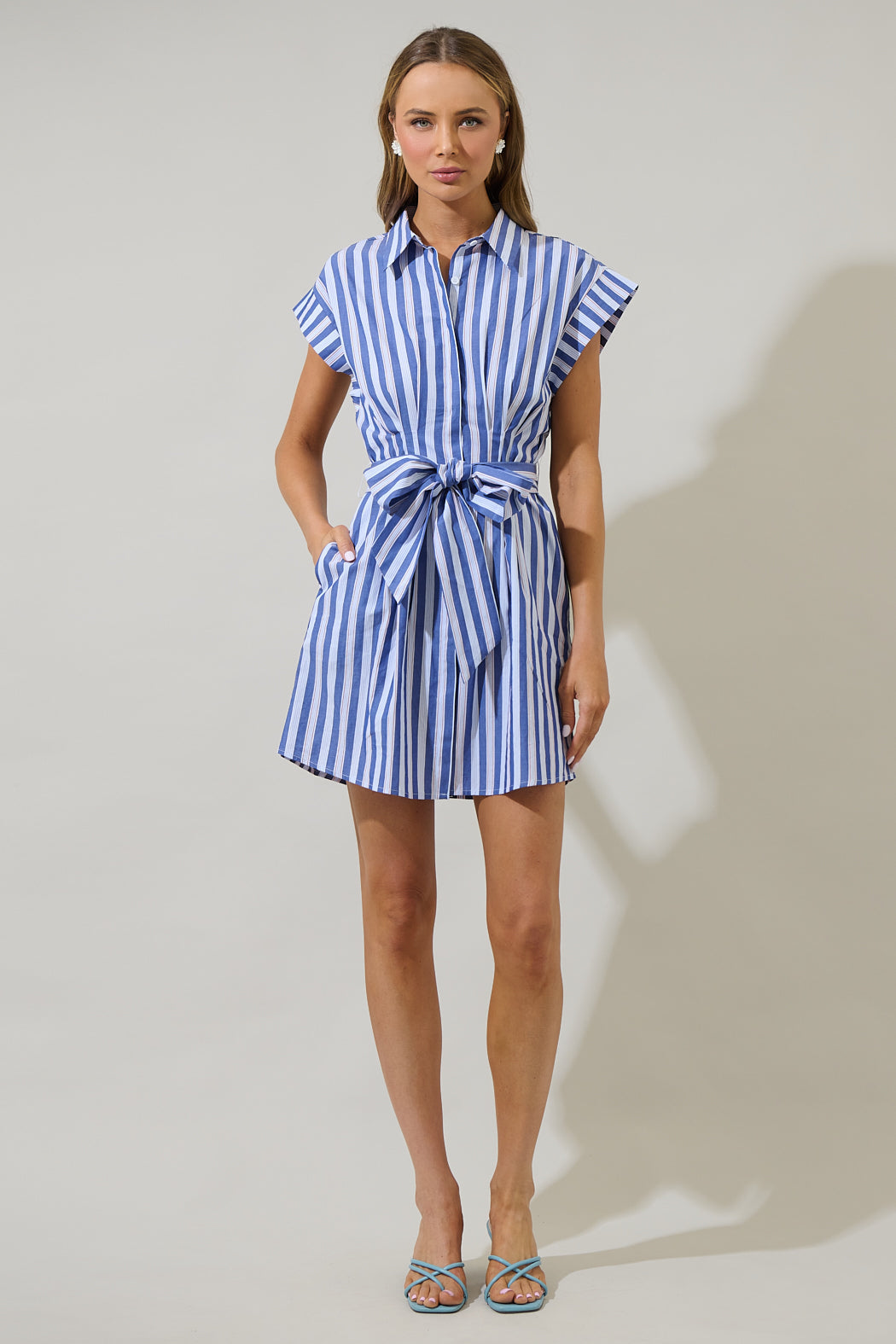Samera Stripe Button Up Mini Dress Samera Stripe Button Up Mini Dress