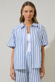 Joncy Striped Otto Short Sleeve Button Down Shirt