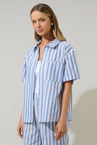 Joncy Striped Otto Short Sleeve Button Down Shirt