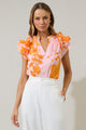 Lenira Floral Ramona Ruffle Split Neck Top