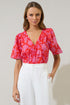 Aria Floral Jodie Pleated Puff Sleeve Top