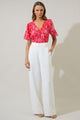 Aria Floral Jodie Pleated Puff Sleeve Top