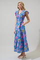 Faro Floral Sunfire Tiered Midi Dress