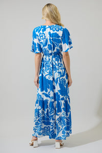 Iva Floral Pismo Button Down Flutter Maxi Dress