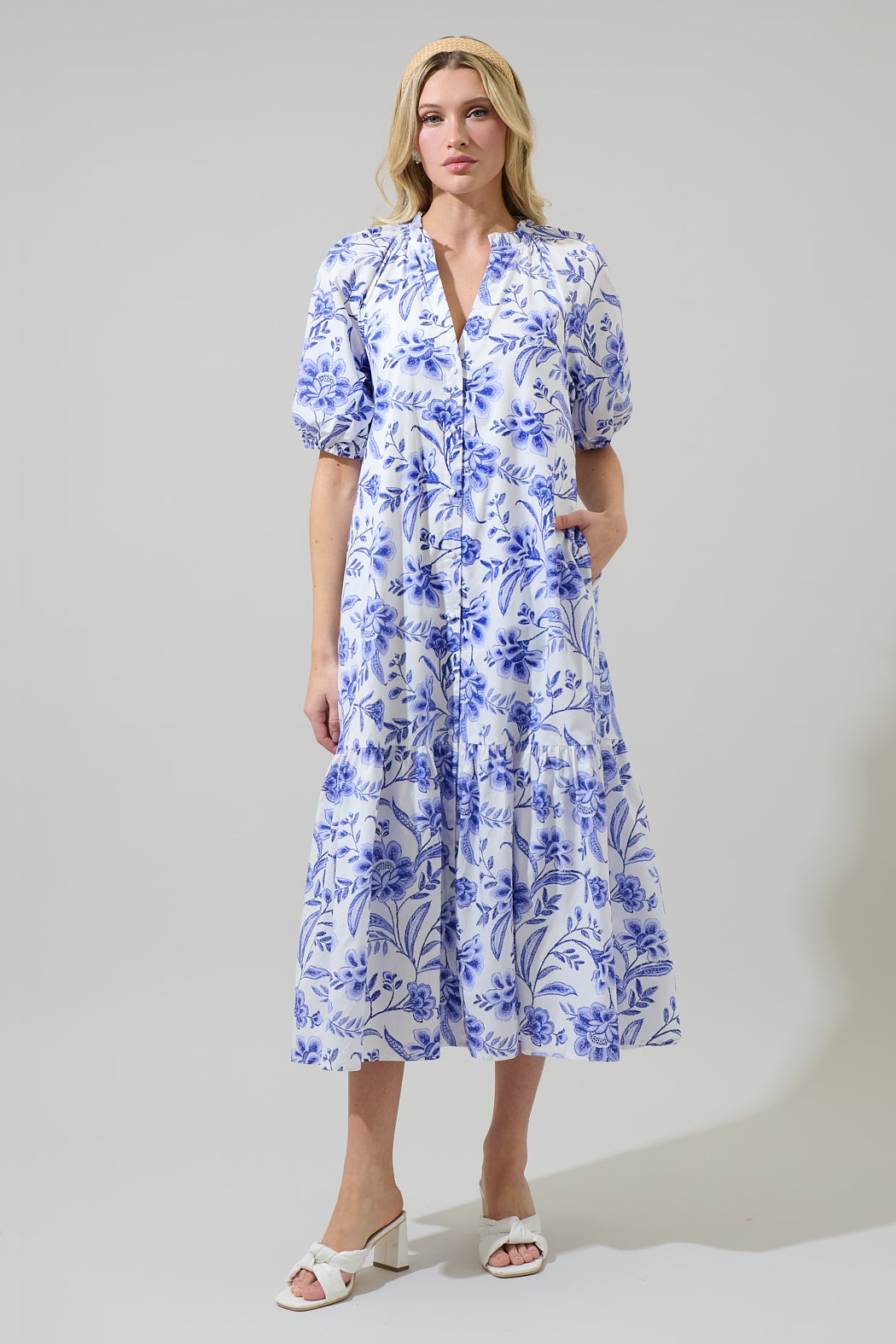 maeve floral midi dress Maeve Pleated Midi Dress: Floral Midi Dress, Sundress, Plisse Dress, Blue Midi, Green Midi, Summer Dress