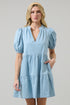 Haysville Jacey Babydoll Chambray Mini Dress