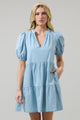 Haysville Jacey Babydoll Chambray Mini Dress