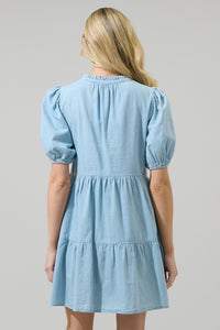 Haysville Jacey Babydoll Chambray Mini Dress