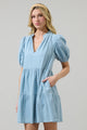 Haysville Jacey Babydoll Chambray Mini Dress