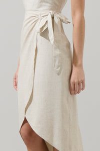 Beli Linen Wrap Midi Dress