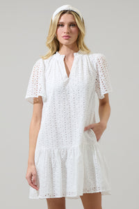 Azari Eyelet Shift Mini Dress