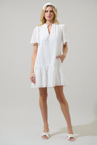 Azari Eyelet Shift Mini Dress