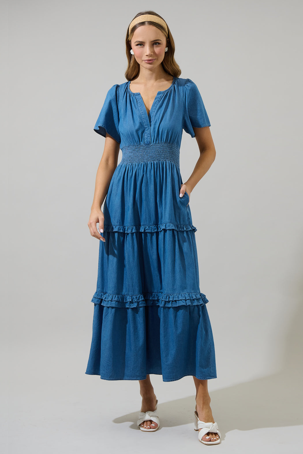 Haysville Palmer Chambray Tiered Maxi Dress – Sugarlips