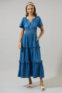 Haysville Palmer Poplin Tiered Maxi Dress