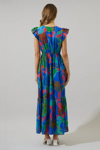 Malton Tropical Evianna Button Down Flutter Maxi Dress