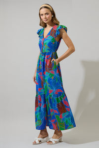 Malton Tropical Evianna Button Down Flutter Maxi Dress