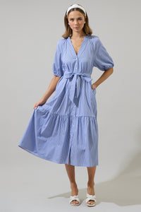 Fannie Striped Wynette Tiered Midi Dress