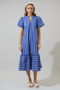 Beloit Striped Britt Poplin Tiered Midi Dress