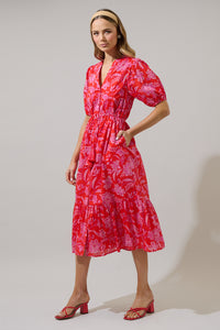 Aria Floral Beth Button Down Midi Dress