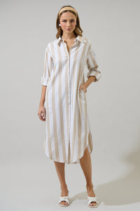 Jordy Striped Shirt Midi Dress