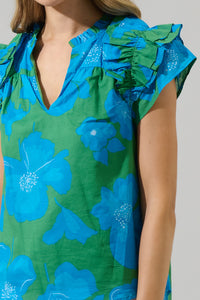 Rori Floral Ramona Ruffle Split Neck Top