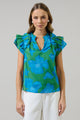 Rori Floral Ramona Ruffle Split Neck Top