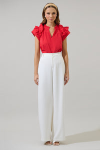 Ramona Ruffle Split Neck Top