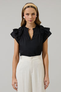 Ramona Ruffle Split Neck Top