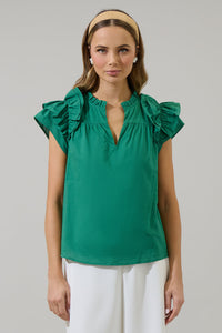 Ramona Ruffle Split Neck Top
