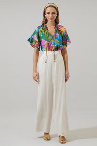 Novi Tropical Erie Split Neck Top