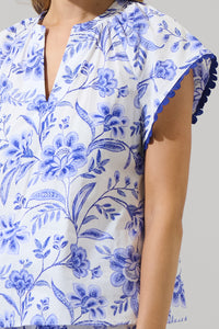 Maeve Floral Ayla Split Neck Top