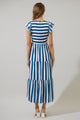 Emerly Striped Sunfire Tiered Midi Dress