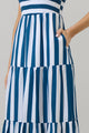 Emerly Striped Sunfire Tiered Midi Dress