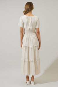 Sandy Shore Palmer Linen Tiered Maxi Dress