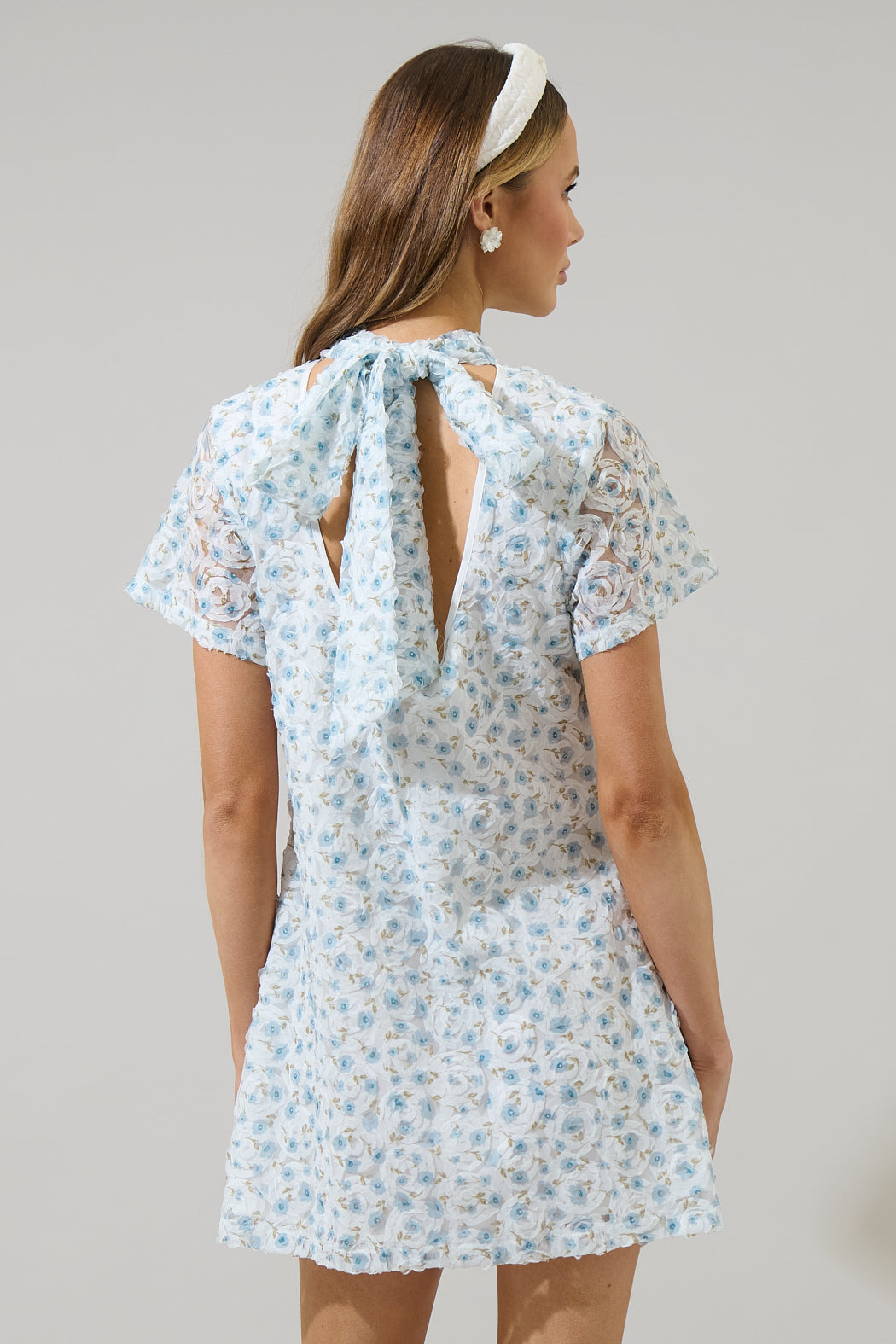 bow tie mini dress Kesy Bow Tie Mini Dress Blue / Champagne