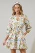 Pany Floral Dabria Split Neck Mini Dress