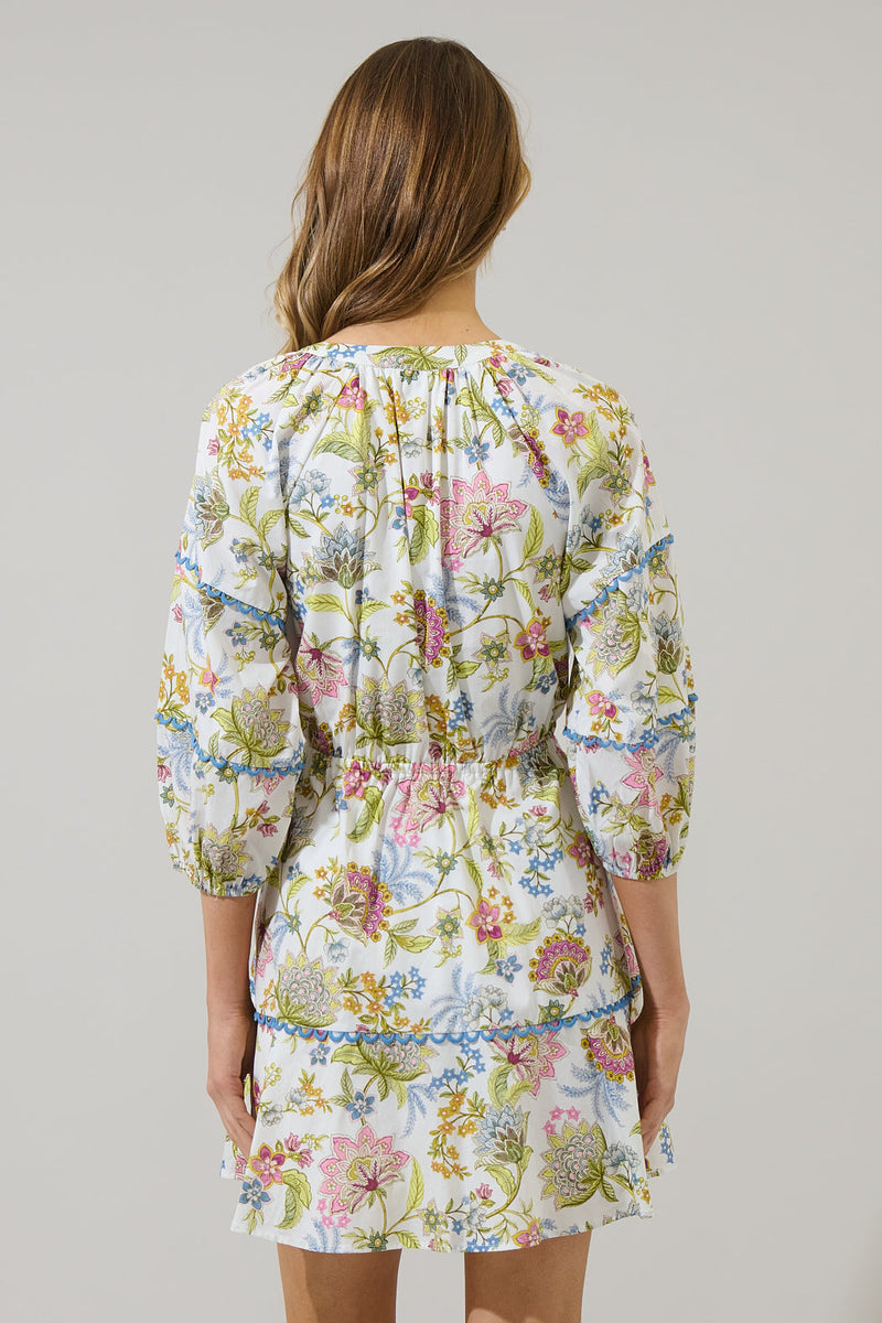 Pany Floral Dabria Split Neck Mini Dress – Sugarlips