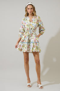 Pany Floral Dabria Split Neck Mini Dress