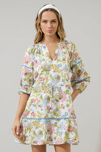 Pany Floral Dabria Split Neck Mini Dress