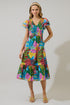 Novi Tropical Patte Tiered Midi Dress