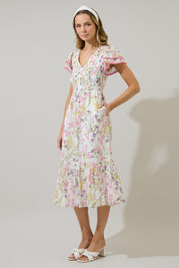 Lita Floral Patte Tiered Midi Dress