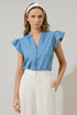 Haysville Chambray Split Neck Top